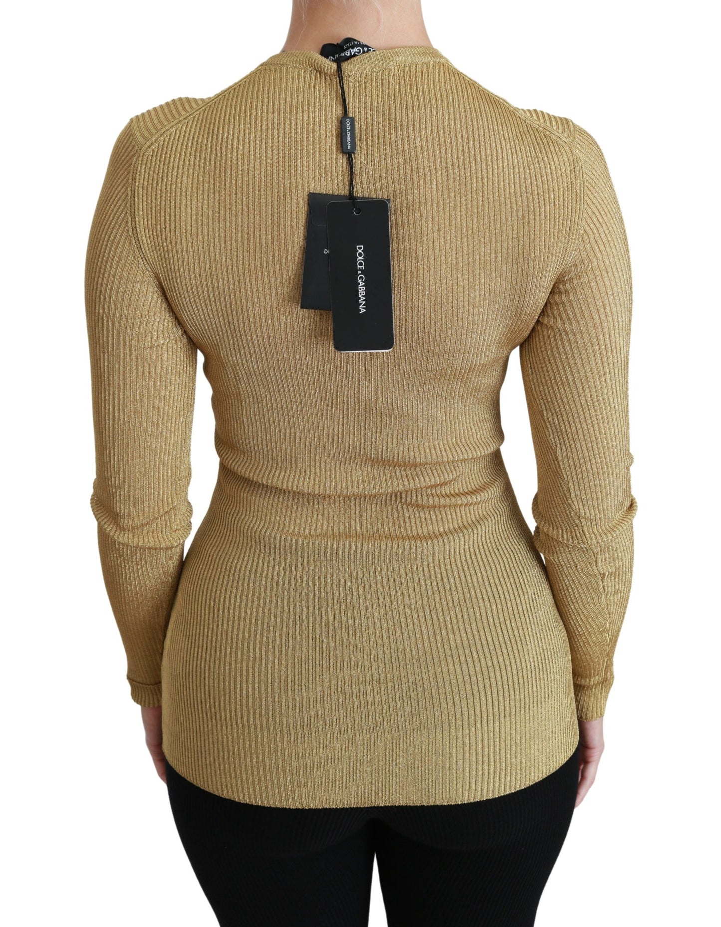 Elegante Langarm-Strickjacke in Gold