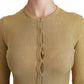 Elegante Langarm-Strickjacke in Gold