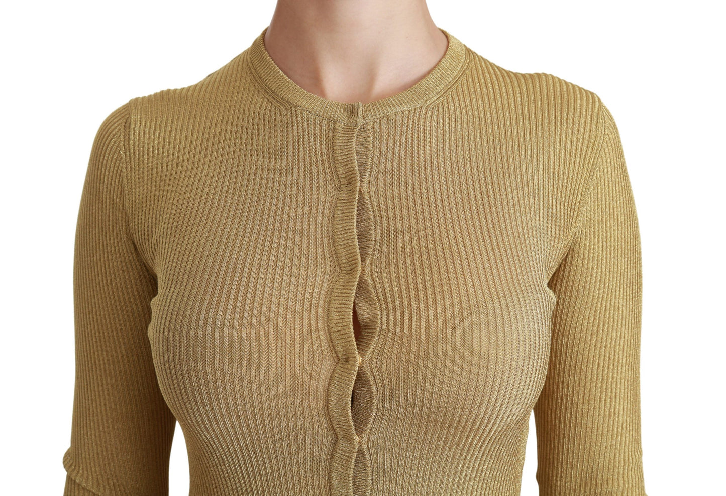 Elegante Langarm-Strickjacke in Gold