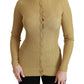Elegante Langarm-Strickjacke in Gold