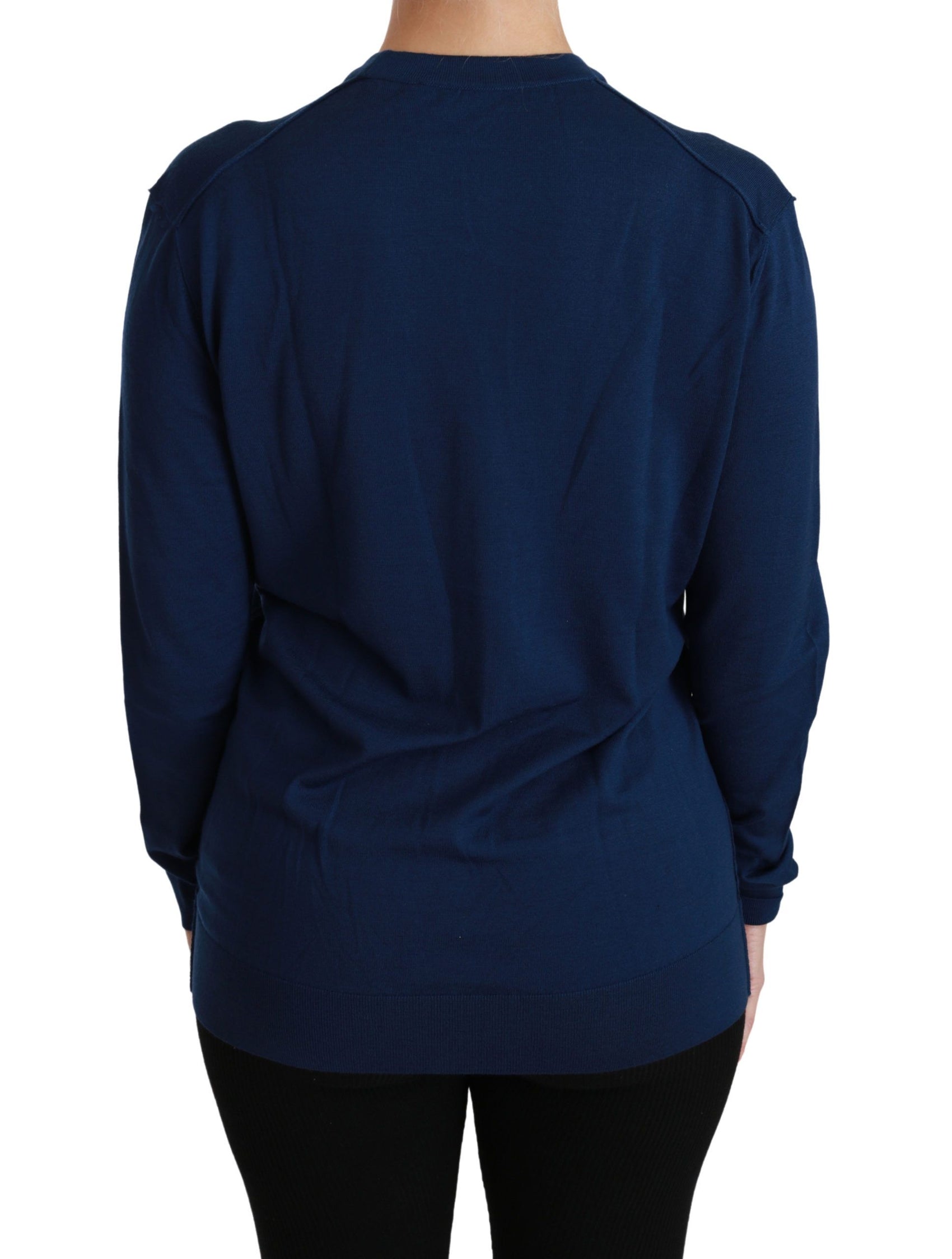 Elegante cardigan in lana vergine blu