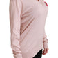 Rosa Seidenpullover mit V-Ausschnitt und Blumenmuster
