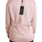 Rosa Seidenpullover mit V-Ausschnitt und Blumenmuster