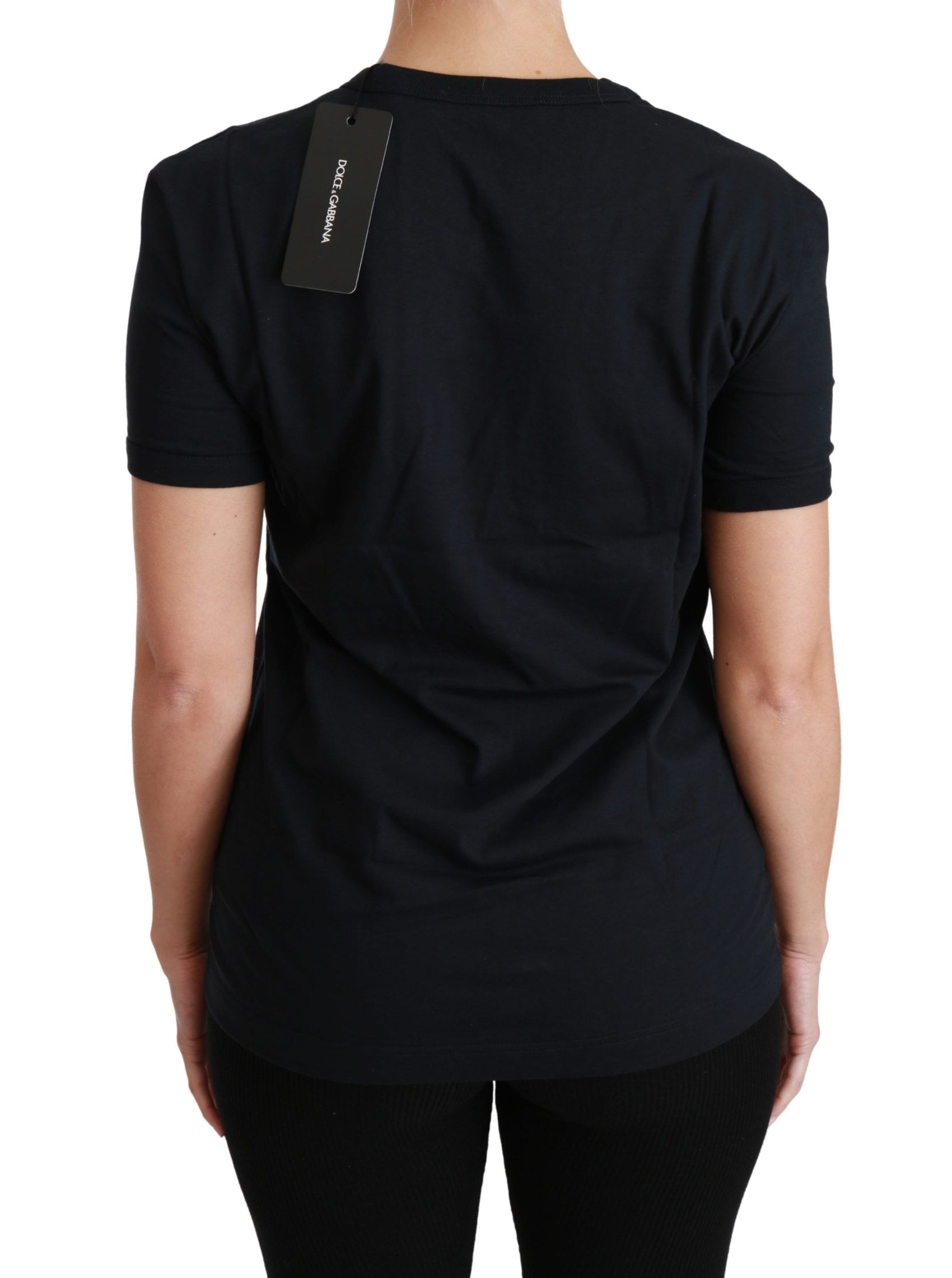 Elegante maglietta girocollo blu Amore