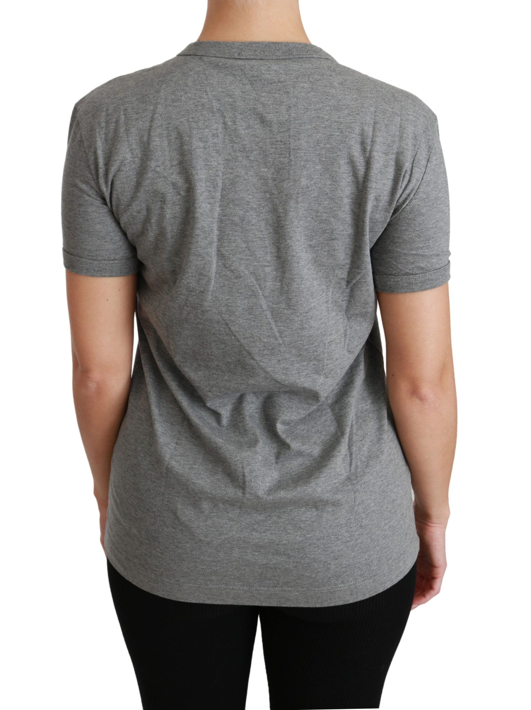 T-shirt girocollo con patch Amore grigio chic
