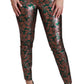 Pantaloni eleganti in foglia di bronzo metallizzato
