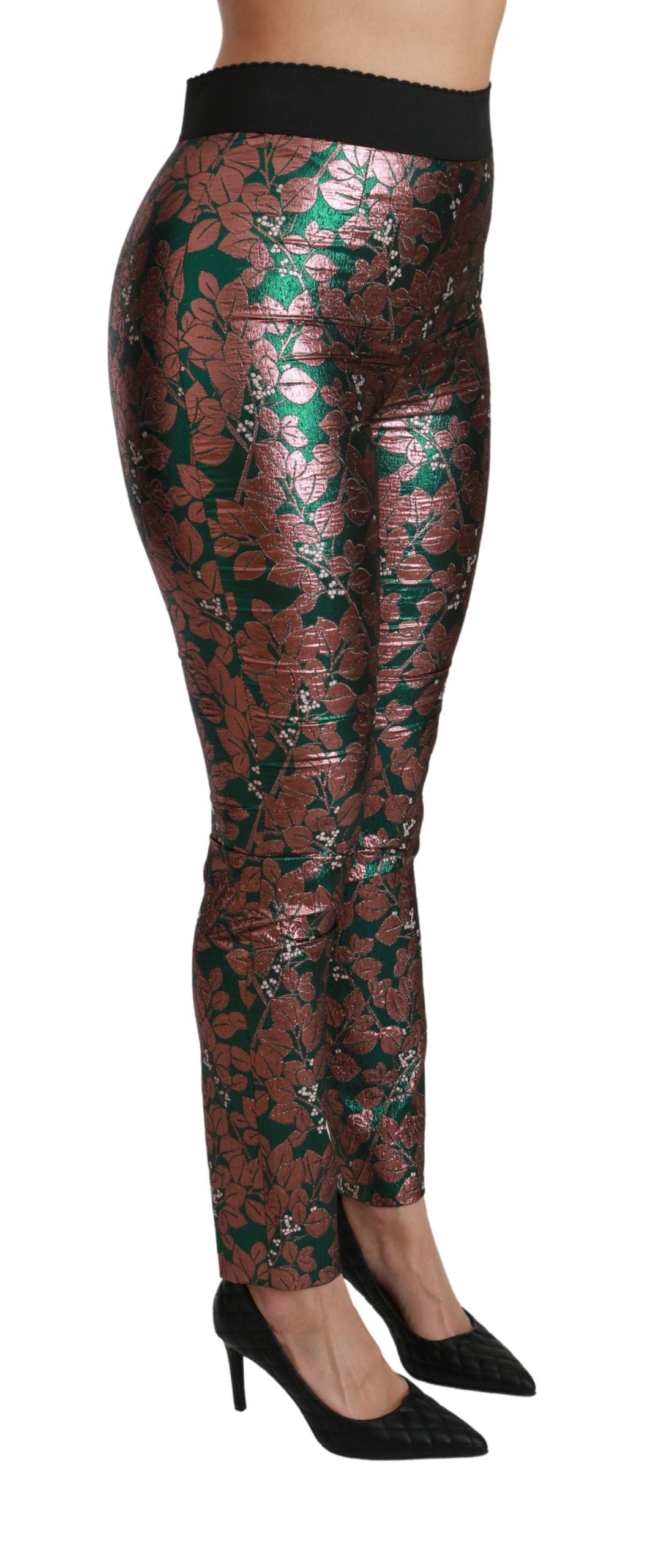 Pantaloni eleganti in foglia di bronzo metallizzato