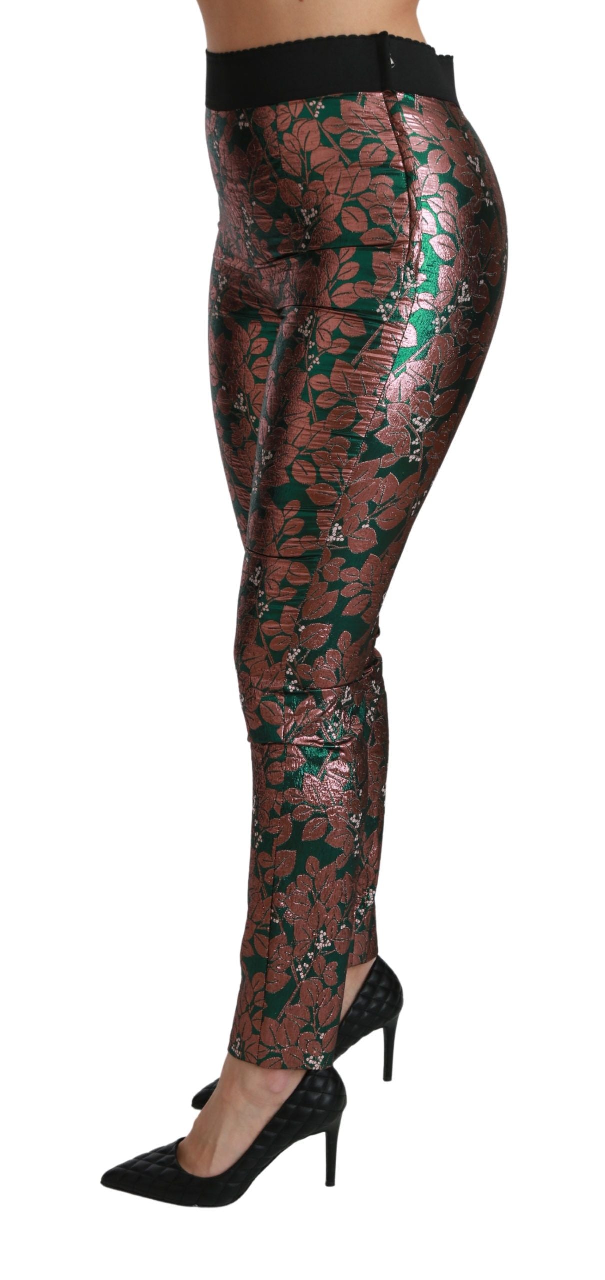 Pantaloni eleganti in foglia di bronzo metallizzato