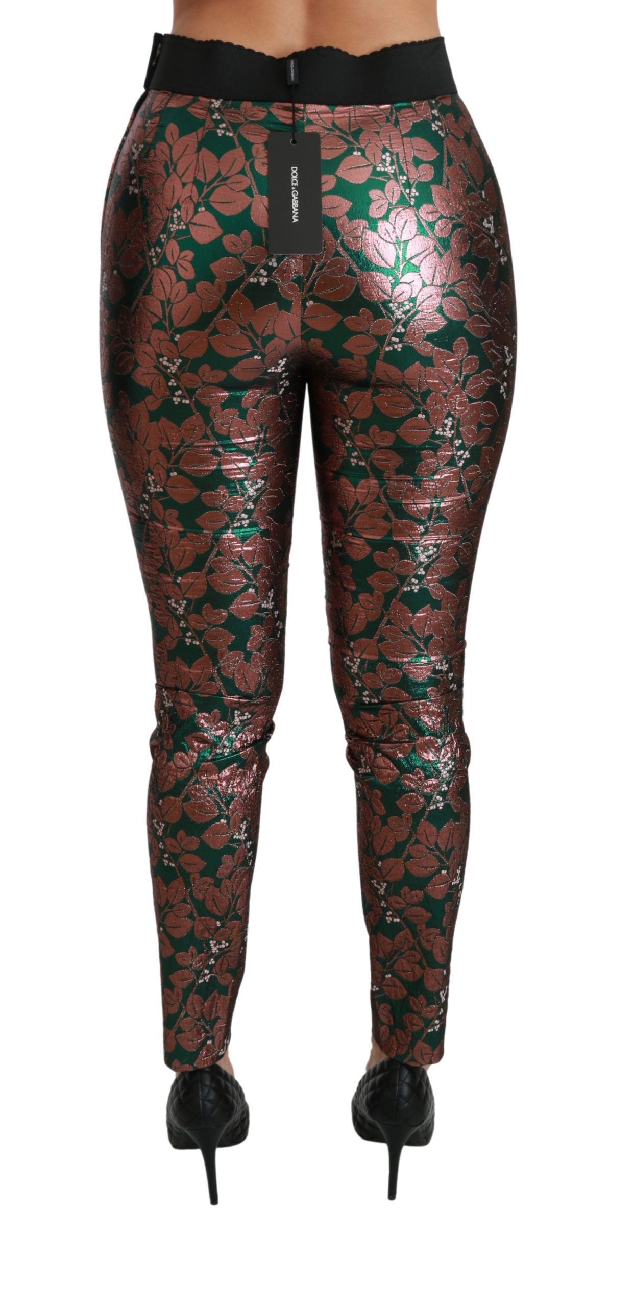 Pantaloni eleganti in foglia di bronzo metallizzato