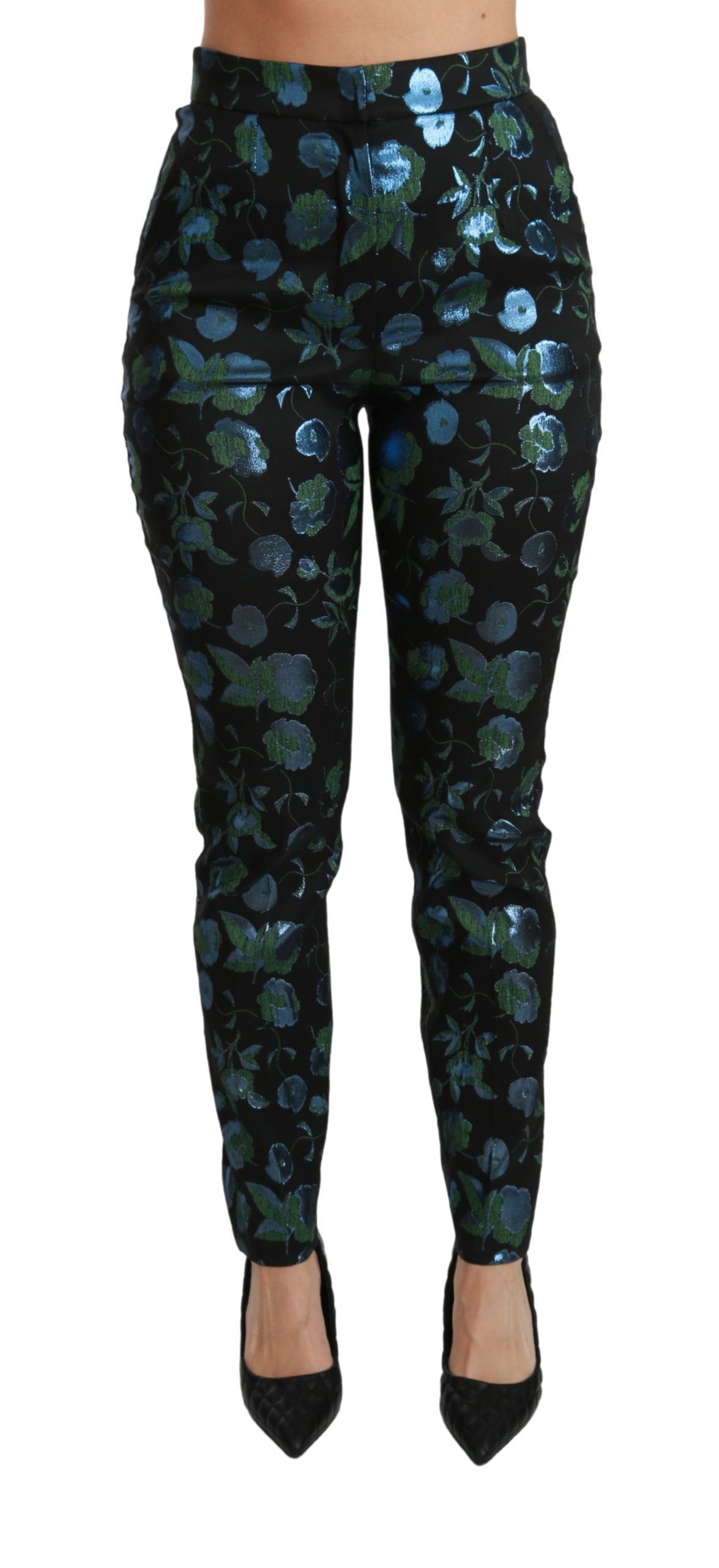 Pantaloni skinny a vita alta floreali