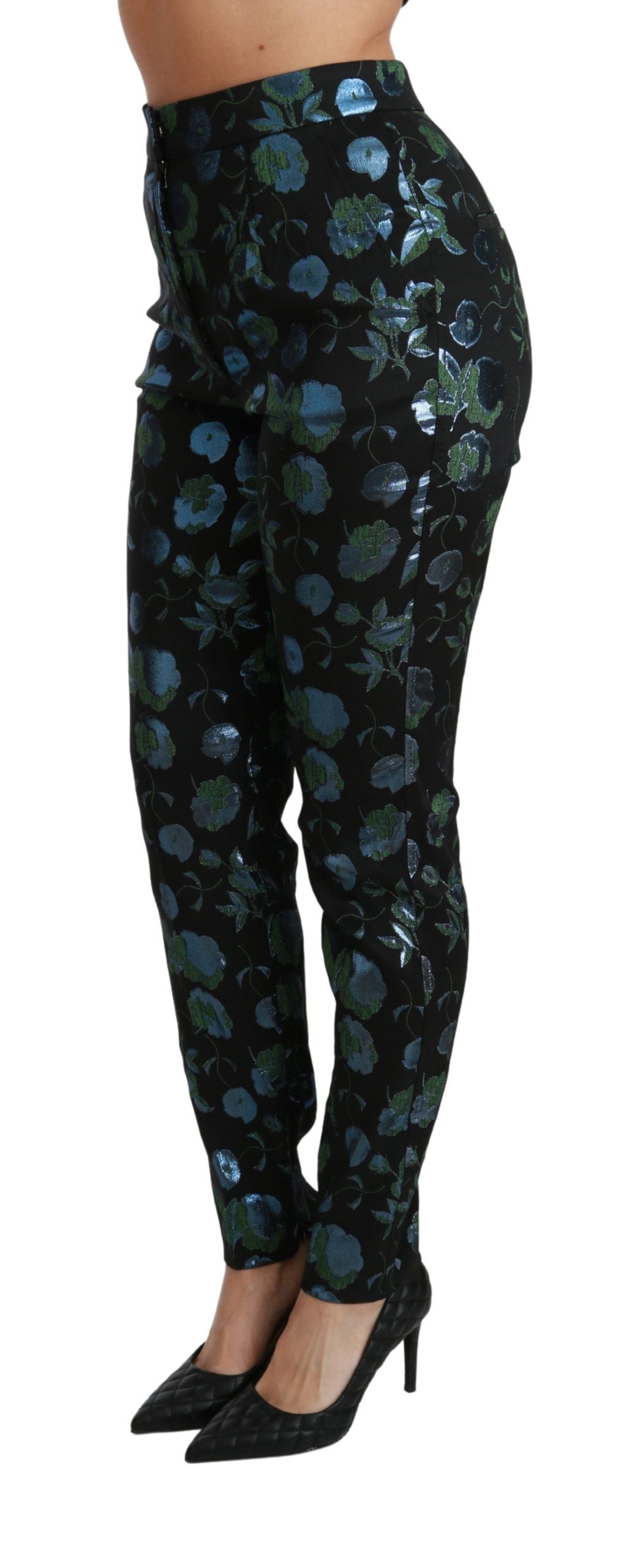 Pantaloni skinny a vita alta floreali