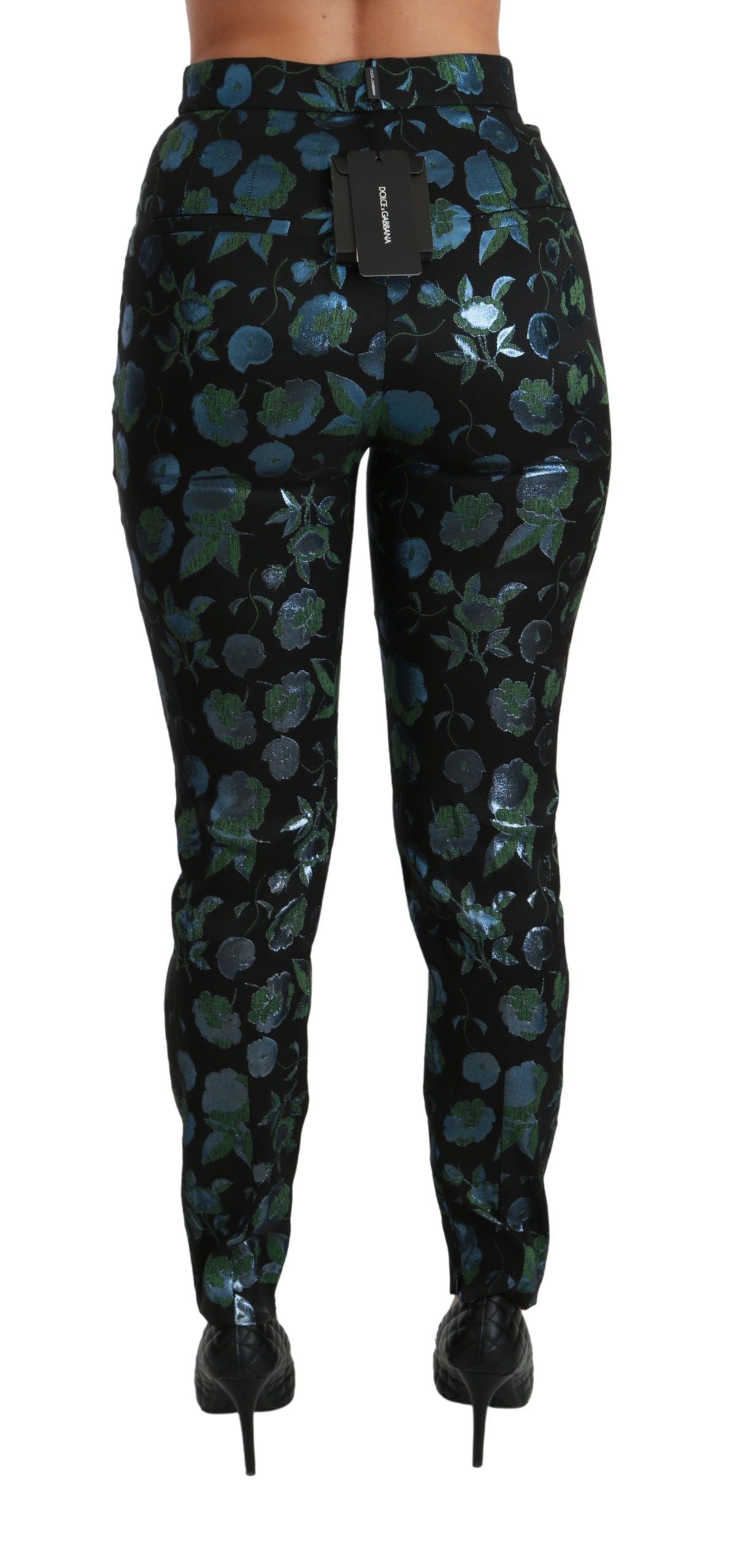 Pantaloni skinny a vita alta floreali