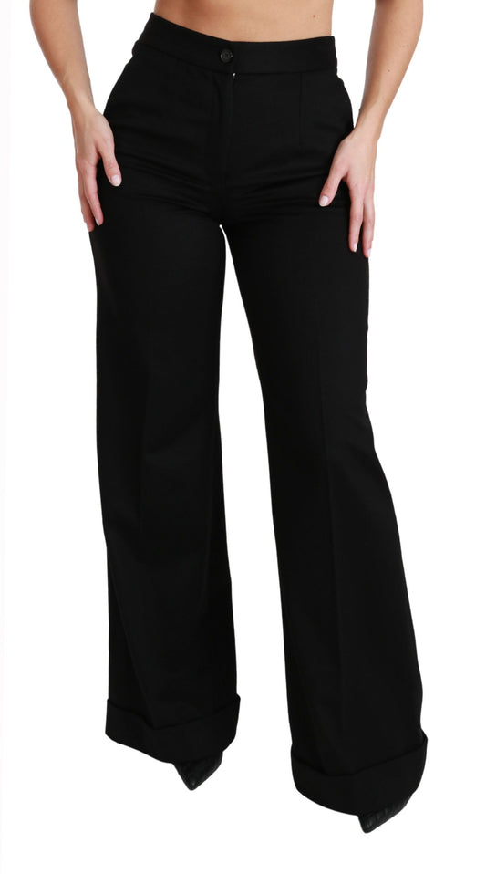 Pantaloni eleganti a vita alta in cashmere svasati