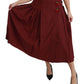 Elegant Red High Waist Virgin Wool Skirt