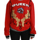Strahlend roter Pullover mit Rundhalsausschnitt und Pailletten