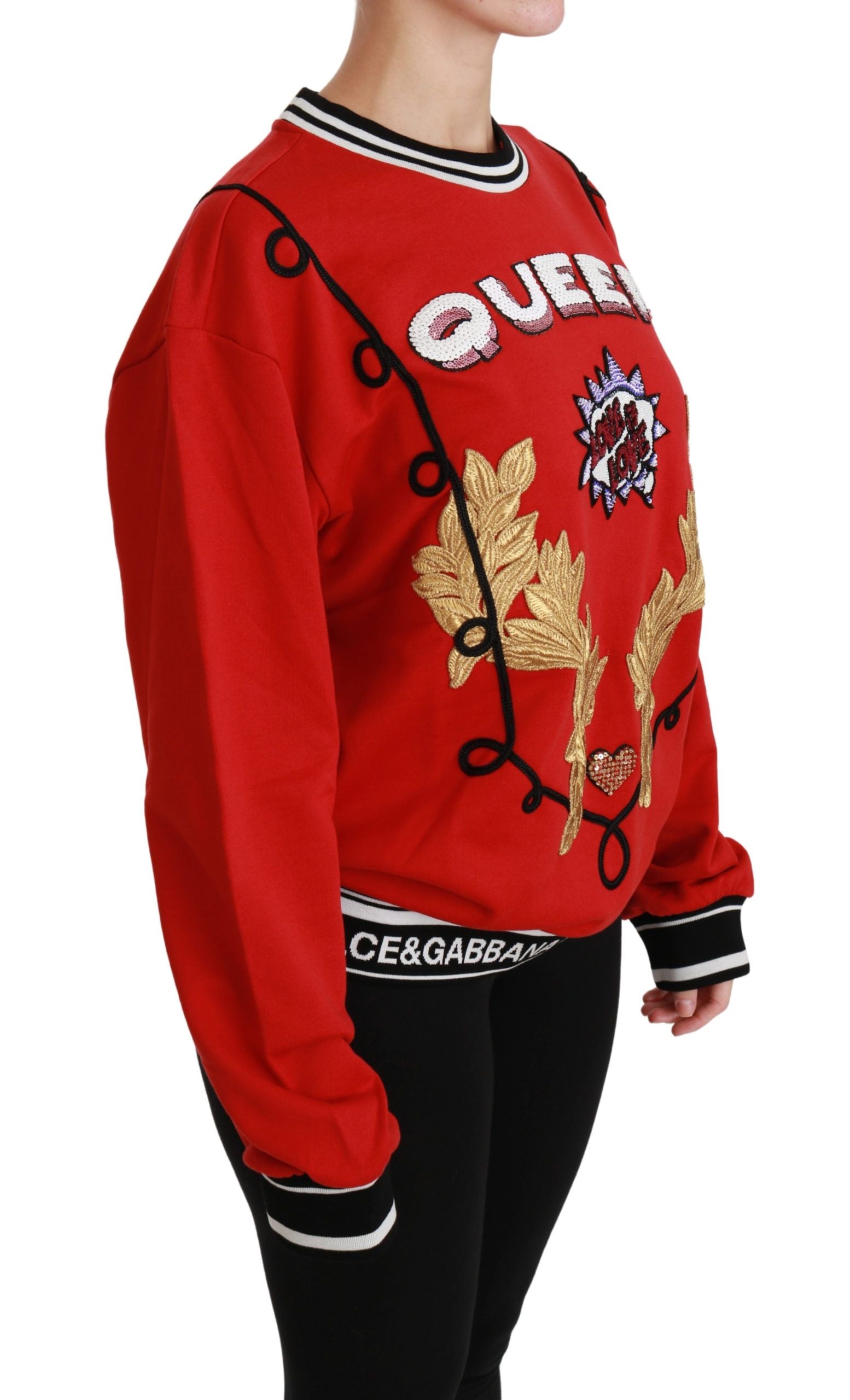 Maglione girocollo con paillettes rosso brillante