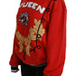 Strahlend roter Pullover mit Rundhalsausschnitt und Pailletten