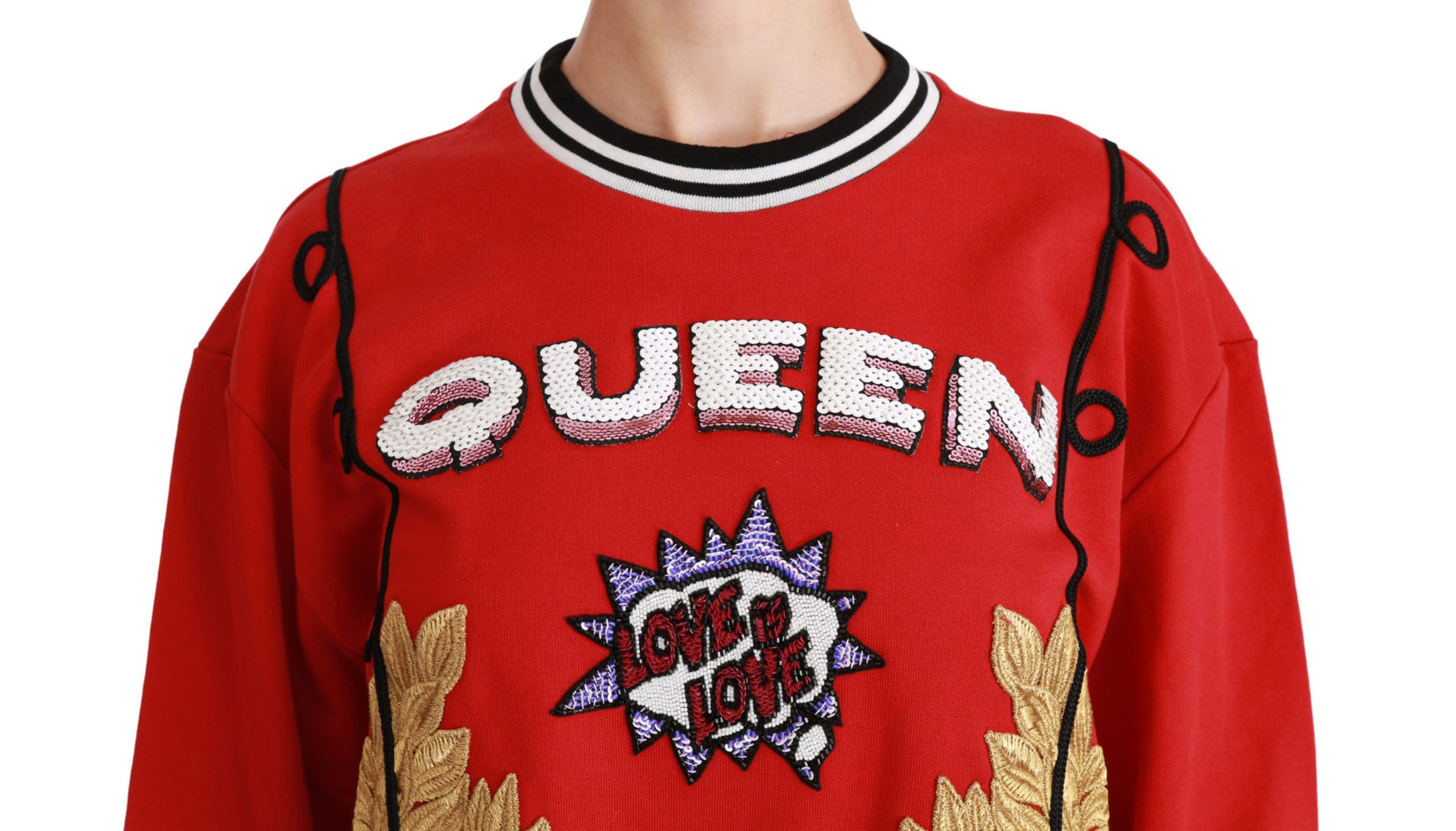 Maglione girocollo con paillettes rosso brillante