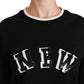 Schicker schwarzer Baumwollpullover mit Pailletten