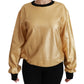 Eleganter goldener Baumwollpullover mit Rundhalsausschnitt