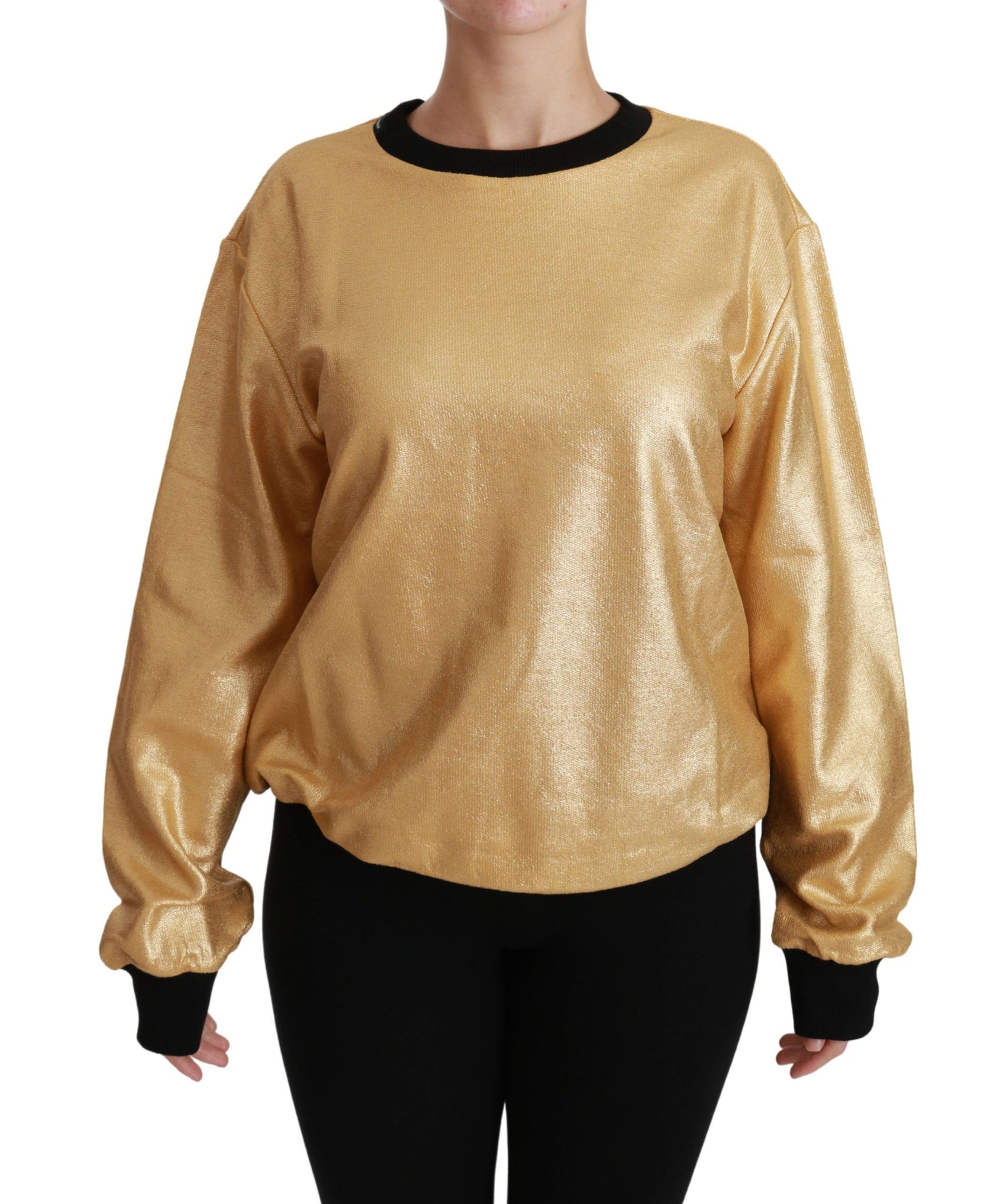 Eleganter goldener Baumwollpullover mit Rundhalsausschnitt