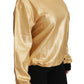 Eleganter goldener Baumwollpullover mit Rundhalsausschnitt