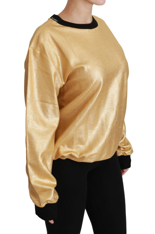 Eleganter goldener Baumwollpullover mit Rundhalsausschnitt