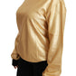 Eleganter goldener Baumwollpullover mit Rundhalsausschnitt