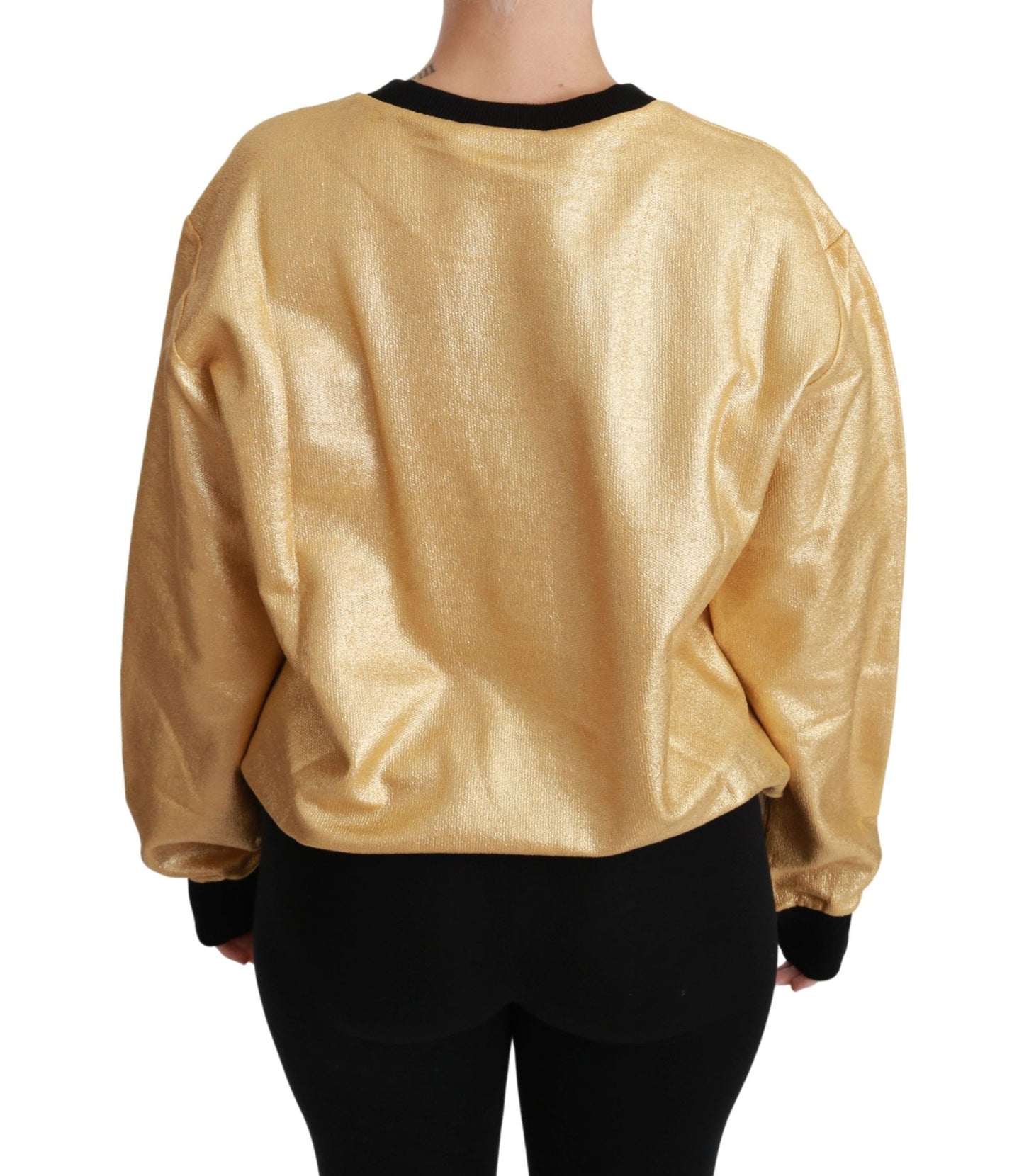 Eleganter goldener Baumwollpullover mit Rundhalsausschnitt
