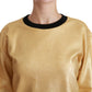 Eleganter goldener Baumwollpullover mit Rundhalsausschnitt