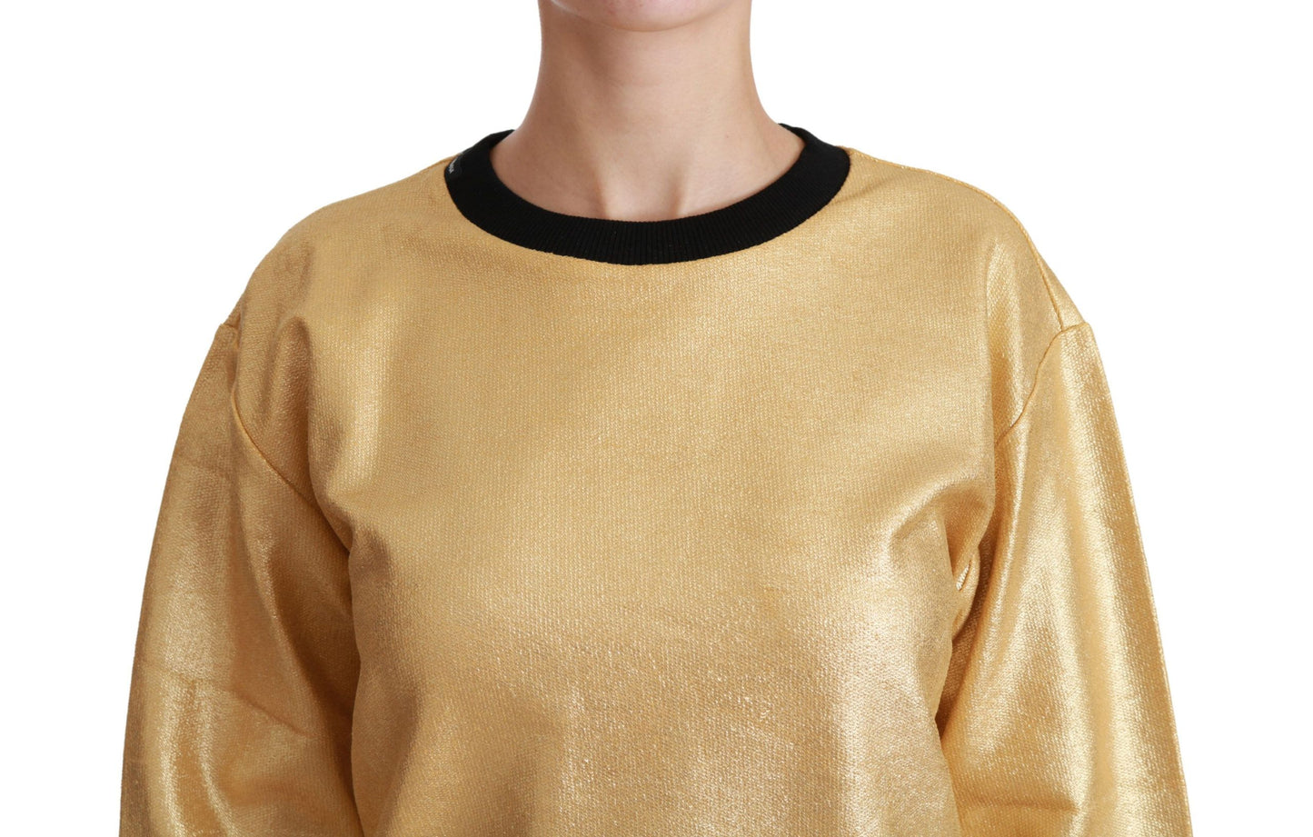 Eleganter goldener Baumwollpullover mit Rundhalsausschnitt