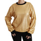 Eleganter goldener Baumwollpullover mit Rundhalsausschnitt