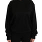 Eleganter schwarzer Pullover aus Baumwolle mit Rundhalsausschnitt