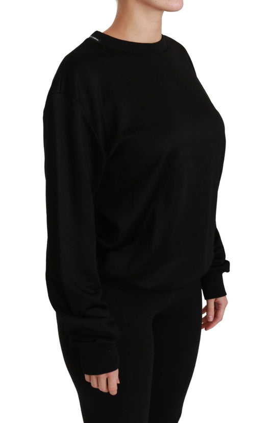 Eleganter schwarzer Pullover aus Baumwolle mit Rundhalsausschnitt