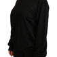 Eleganter schwarzer Pullover aus Baumwolle mit Rundhalsausschnitt