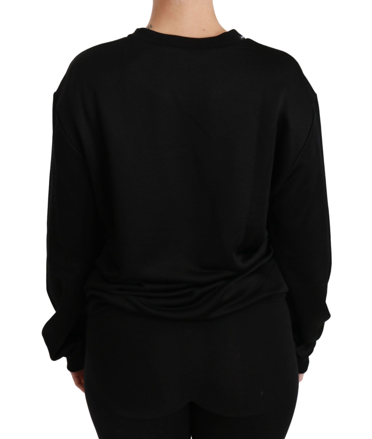 Eleganter schwarzer Pullover aus Baumwolle mit Rundhalsausschnitt