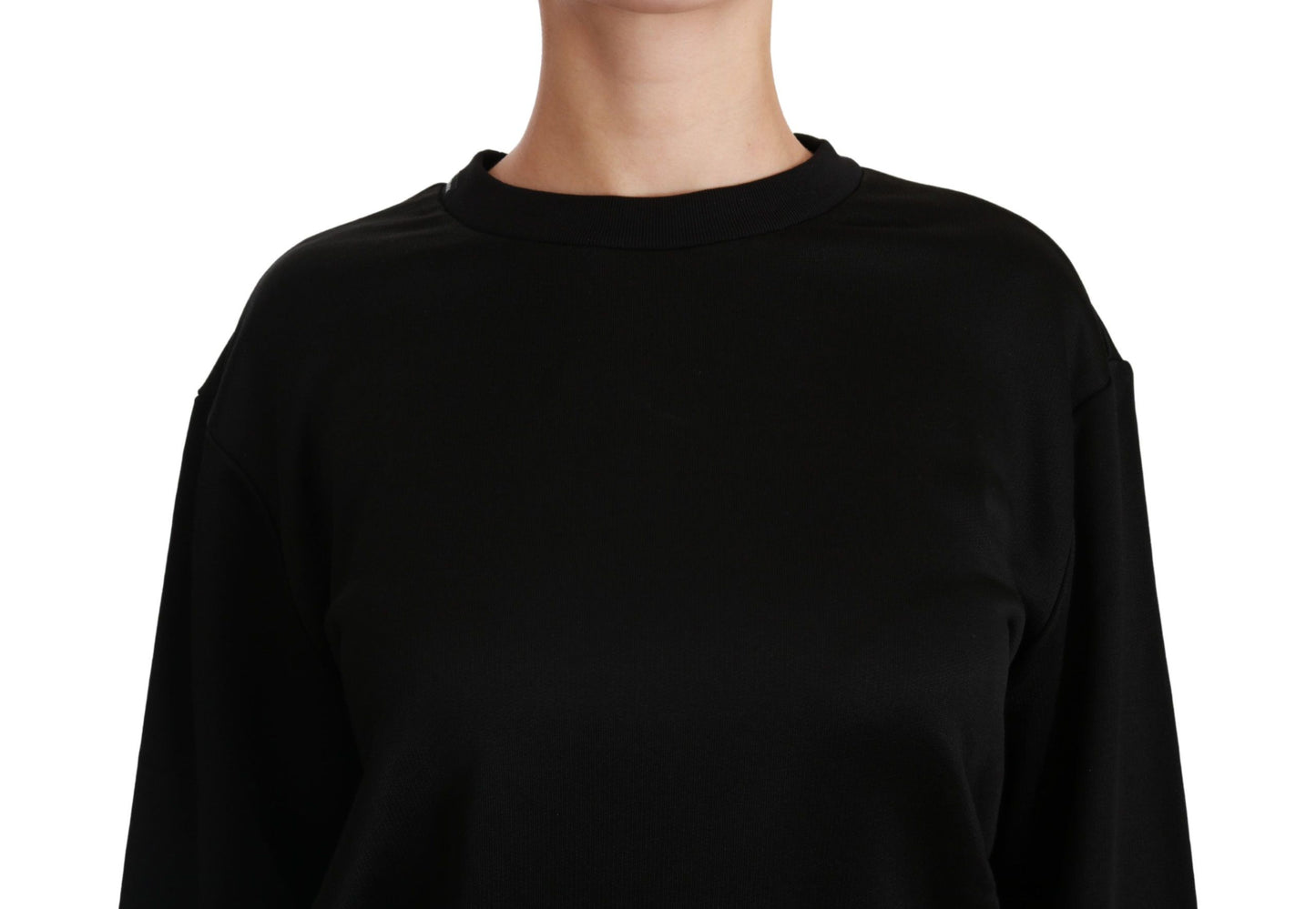 Eleganter schwarzer Pullover aus Baumwolle mit Rundhalsausschnitt