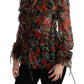Dolce & Gabbana Black Floral Roses Blouse Silk Top