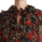 Dolce & Gabbana Black Floral Roses Blouse Silk Top