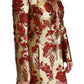 Elegant Gold Floral Brocade Trench Coat