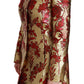 Elegant Gold Floral Brocade Trench Coat