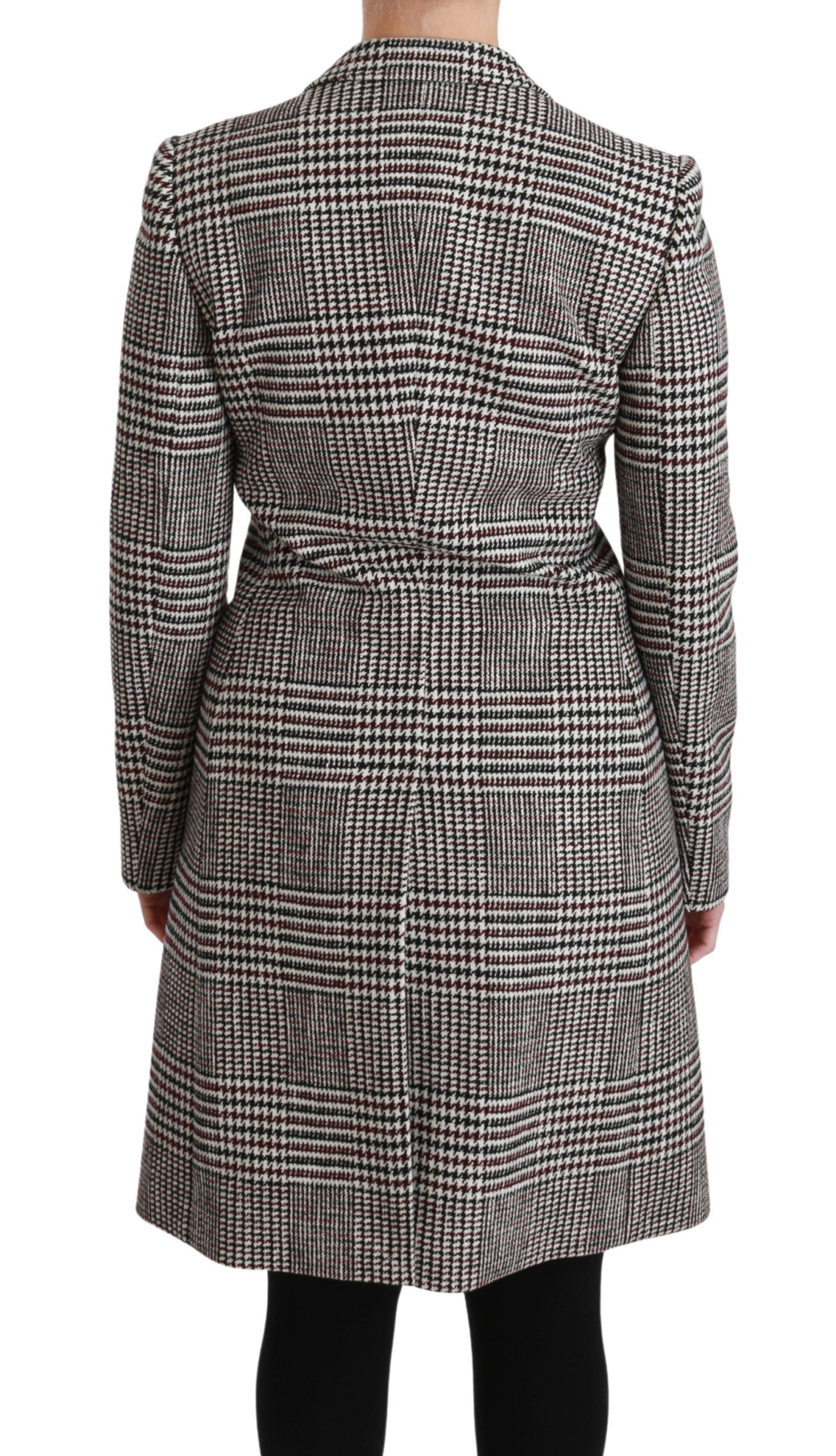 Elegante cappotto a quadri multicolori lungo fino al ginocchio