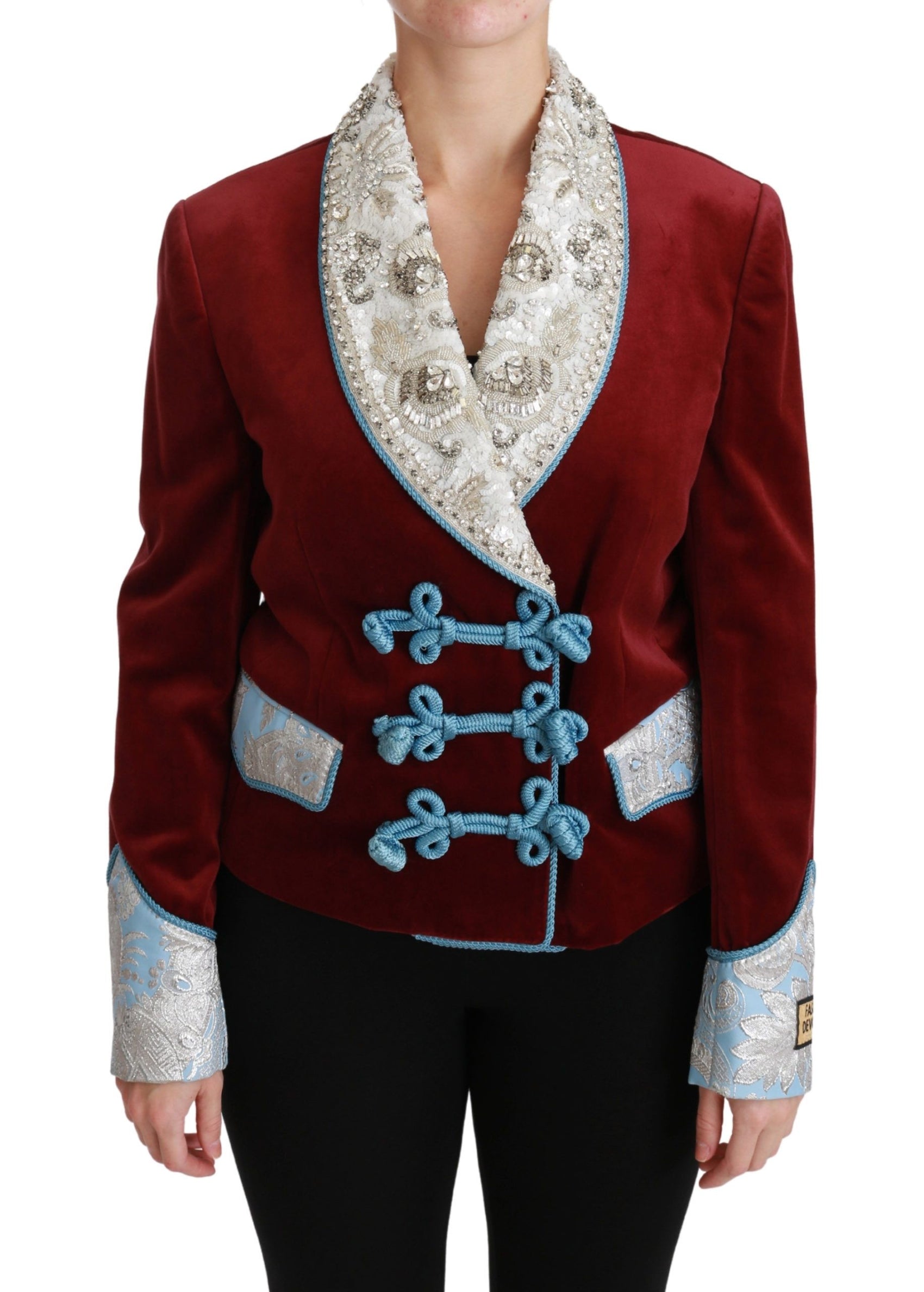 Opulent Red Baroque Detail Blazer