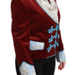 Opulent Red Baroque Detail Blazer