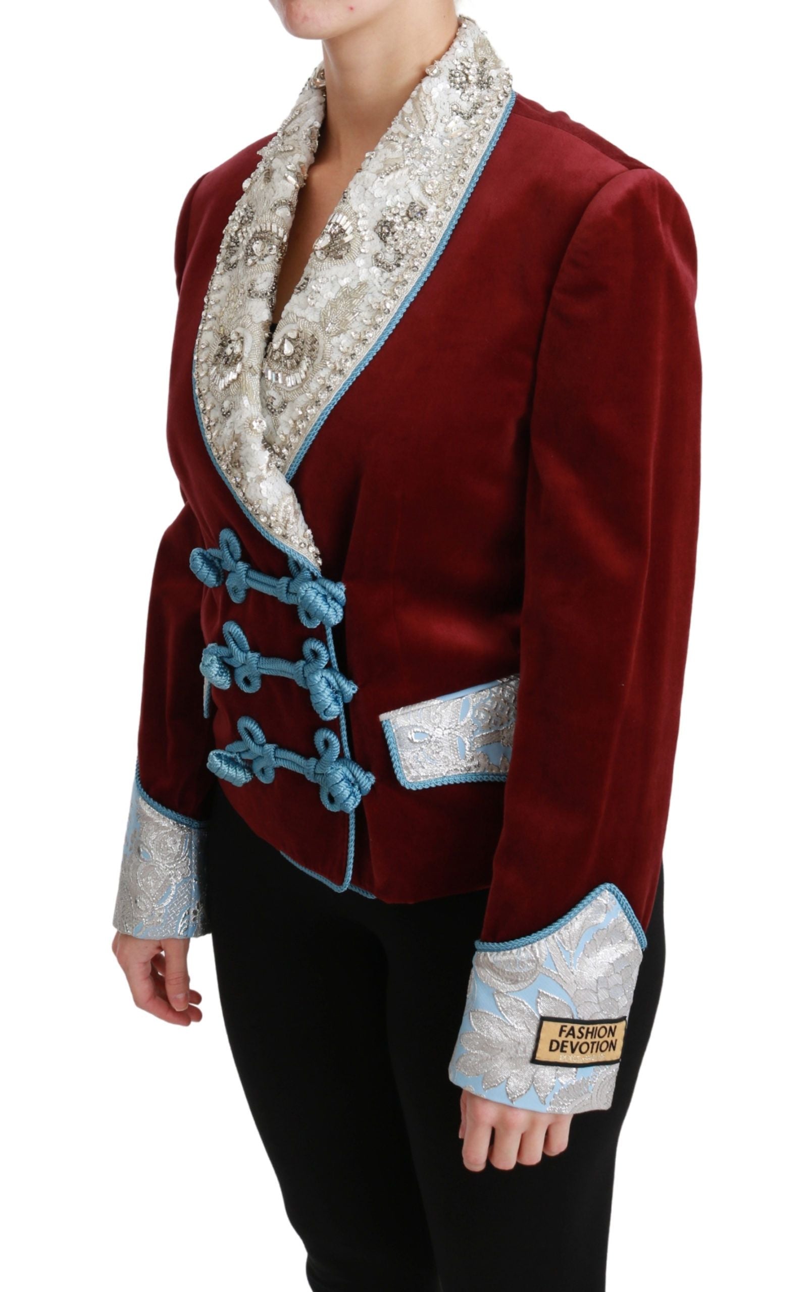 Blazer con dettagli barocchi rossi opulenti