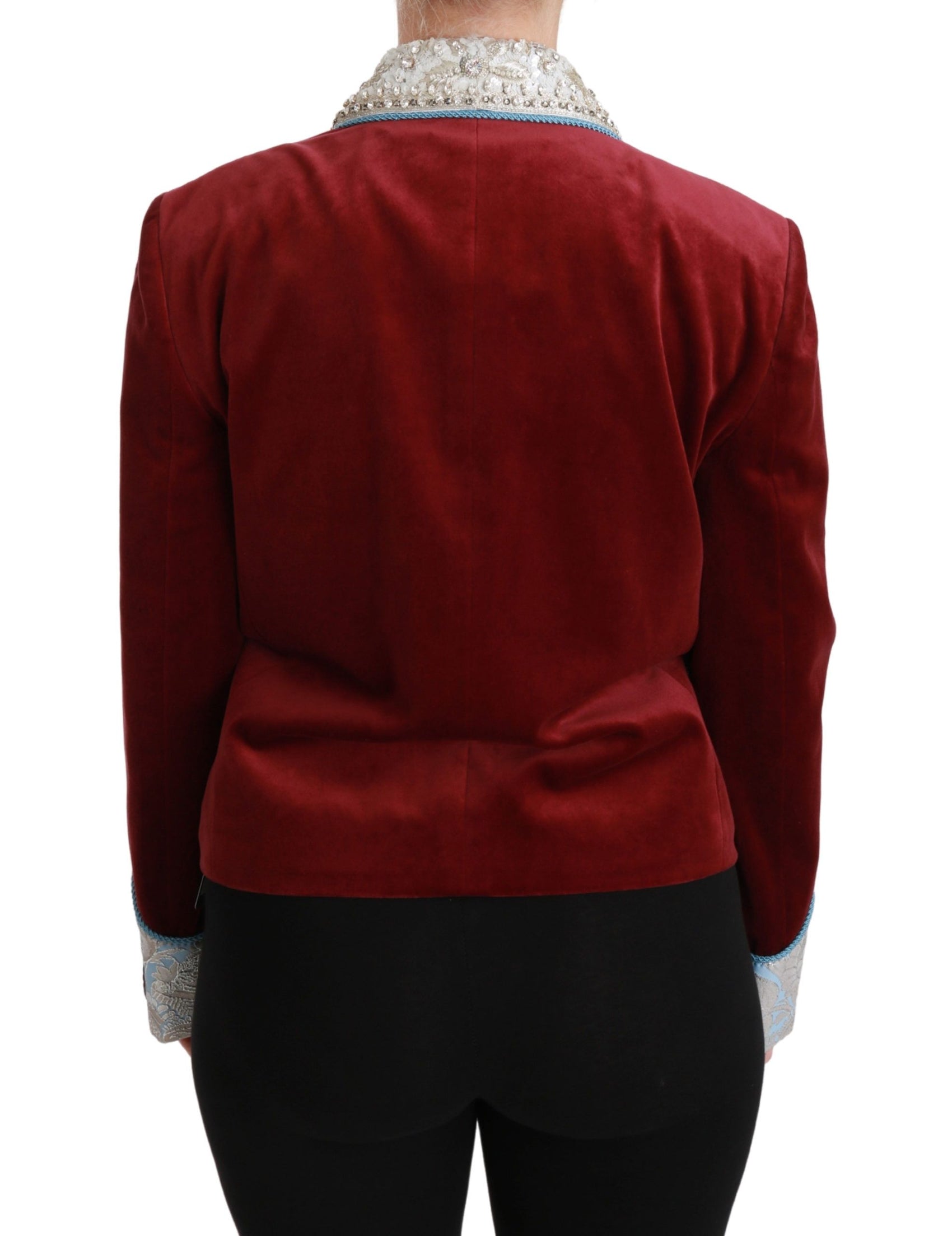 Blazer con dettagli barocchi rossi opulenti