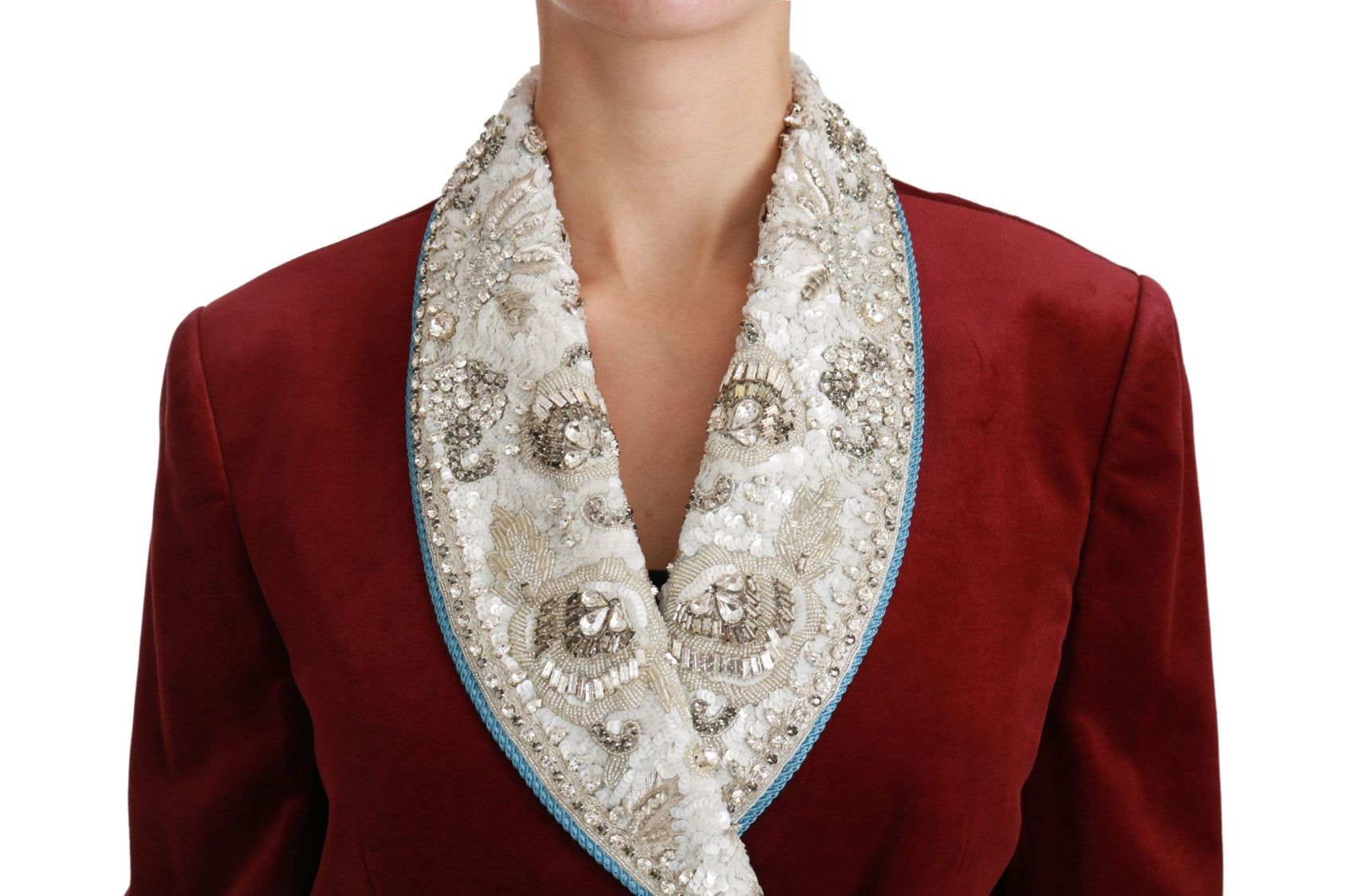 Blazer con dettagli barocchi rossi opulenti