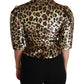 Gold Leopard Print Short Sleeve Blazer