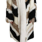 Elegant Multicolor Shearling Cape Coat