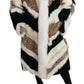 Elegant Multicolor Shearling Cape Coat